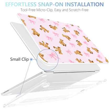 MEEgoodo 4-in-1 Printed Case for MacBook Neo 13 inch 2026 Release Model A3404, Laptop Hard Shell Cases with Keyboard Skin & Screen Protector & Webcam Covers, Bear&Cute Ribbon - color: Bear&Cute Ribbon