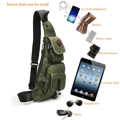 NICGID Sling Bag Chest Shoulder Backpack Crossbody Bags Casual Daypack for Men Women - color: Army Green-2
