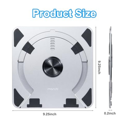MOSISO Laptop Stand for Desk, Adjustable Aluminum Alloy Computer Stand with 360 Degree Rotating Base, Ergonomic Keyboard Riser Kickstand for Collaborative Work, Compatible with All Laptops, Silver