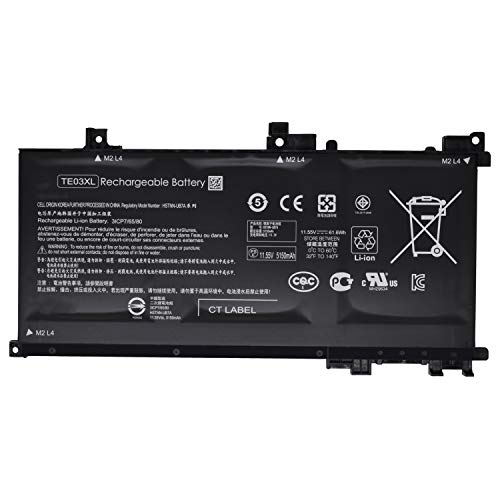 TE03XL 11.55V 61.6Wh Battery for HP Pavilion Notebook PC 15 Omen 15-AX033DX 15-AX000 Series 849910-850 HSTNN-UB7A 849570-541 849570-542 849570-543 TPN-Q173