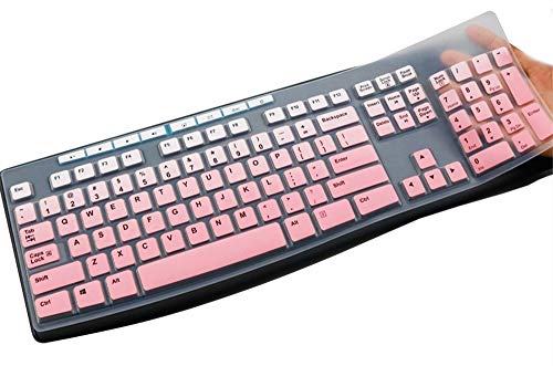 Ultra Thin Silicone Keyboard Protective Skin Cover Compatible with Logitech K200 K260 K270 MK200 MK260 MK270 Keyboard (Ombre Pink) - color: Ombre Pink