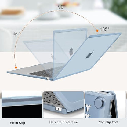 MOSISO Compatible with MacBook Air 13 inch Case M1 2018-2021, Sky Blue | Reduces-Fingerprints with Soft TPU Bumper Shell&Keyboard Cover for MacBook Air 13.3 M1, 2021 2020 2019 2018 A2337 A2179 A1932 - color: Sky Blue