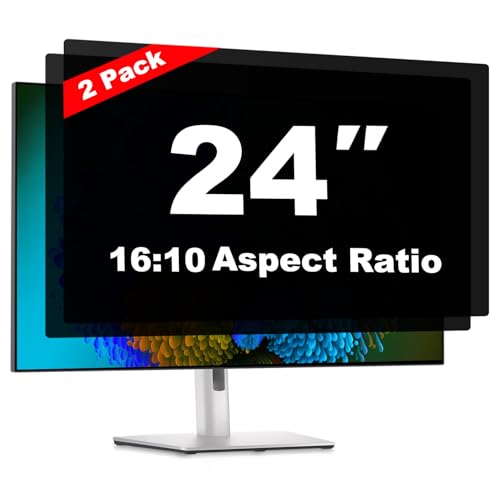 24 Inch Computer Privacy Screen Shield 2 Pack for 16:10 Widescreen Desktop | Anti-Glare Blue Light Privacy Filter; Anti Spy Privacy Screen Protector Film - size: 24 Inch (Diagonal) - 16:10 Aspect Ratio
