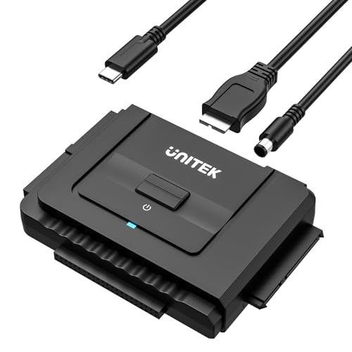 Unitek USB C to IDE and SATA Converter External Hard Drive Adapter Kit for Universal 2.5/3.5 HDD/SSD Hard Drive Disk, One Touch Backup Function, Included 12V/2A Power Adapter - color: Type-C Hard Drive Adapter