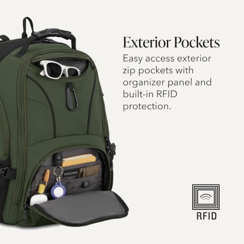 SWISSGEAR Sion 2-Piece Travel Set, Softside Expandable Carry-On Spinner Bundled with 1900 ScanSmart 17" Laptop Backpack with RFID Blocking & Tech Organization, Evergreen - color: Everrgreen, size: 2-Piece Set (Carry-On/Backpack)