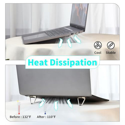 Konohan 4 Pieces Portable Keyboard Laptop Stand Mini Aluminum Keyboard Riser Foldable Cooling Laptop Kickstand Adjustable Lightweight Lifter for Desk Computer Laptops Notebooks 12-17 Inch(Silver) - color: Silver