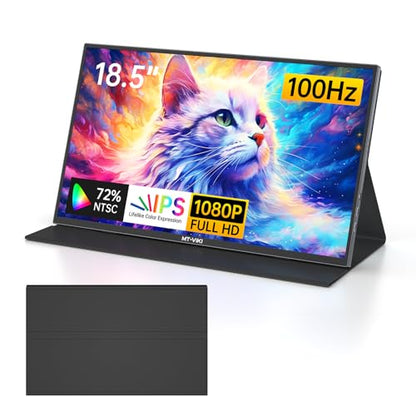 MT-VIKI 18.5 inch Portable Monitor 1080P@100Hz 72% NTSC, Large Portable Screen Stand, FHD IPS Screen HDR Gaming Display, Travel Second Monitor for Mac PC Xbox PS4/5 - size: 18.5"