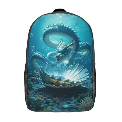 17-Inch Laptop Backpack Water-Resistant The Dragon King Daypack with Shoulder Strap Lightweight Casual Rucksack for Travel Commuter Hiking Outdoor Activities 20l Black