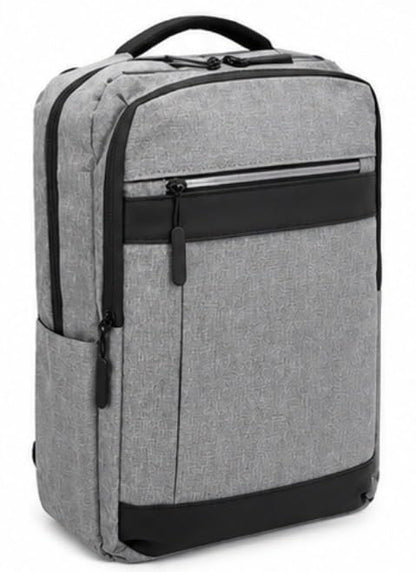 Laptop Backpack with USB Charging Port, Water-Resistant, Multiple Pockets, Travel Business Bag, Grey/Blue (Gray) - color: Gray