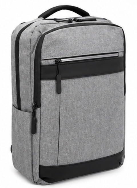 Laptop Backpack with USB Charging Port, Water-Resistant, Multiple Pockets, Travel Business Bag, Grey/Blue (Gray) - color: Gray