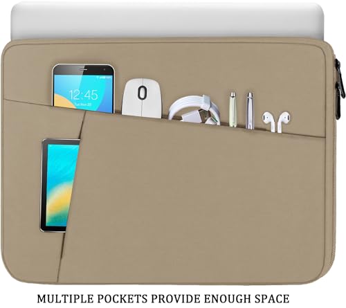15.6 inch Laptop Sleeve, Shockproof Protective Computer Carrying Cover with Front Pocket, Briefcase Handbags Laptop Case for 15.6 inch HP, Dell, Acer, Asus, Notebook, Khaki - color: Khaki, size: 15.6 inch