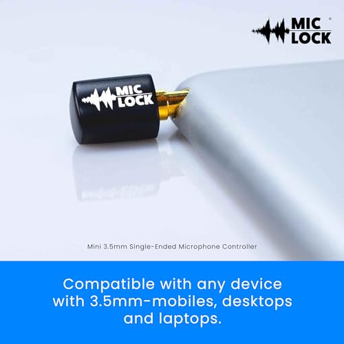 Mic-Lock 3.5mm for Headphone Port - Microphone Audio and Data Security - Privacy Protector for Laptops, Smartphones, Tablets, and Computers (Black, Single Pack)
