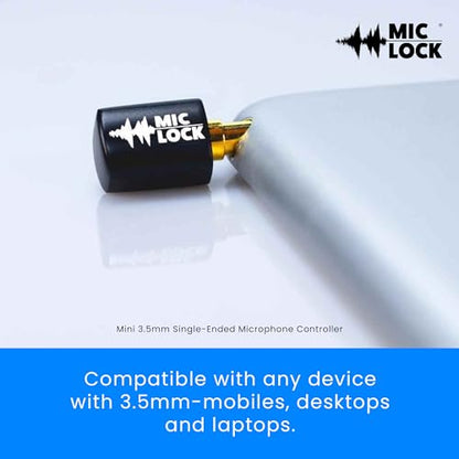 Mic-Lock 3.5mm for Headphone Port - Microphone Audio and Data Security - Privacy Protector for Laptops, Smartphones, Tablets, and Computers (Black, Single Pack)