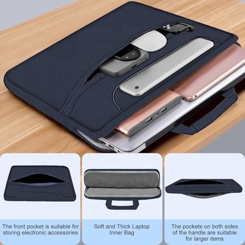 Laptop Case 15.6 inch Shoulder Bag, Durable Shockproof Protective Computer Carrying Briefcase with Multi-Pockets and Strap Compatible with Most 15.6 inch Notebooks,Dark blue - color: Dark Blue, size: 15.6"