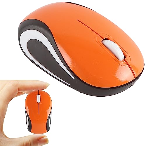YOCUNKER Wireless Mini Mouse Ultra Portable, 1000DPI Computer Mouse Cordless, 2.4 GHz with USB Receiver, Optical Tracking, 3-Buttons, PC/Laptop (Orange) - color: orange