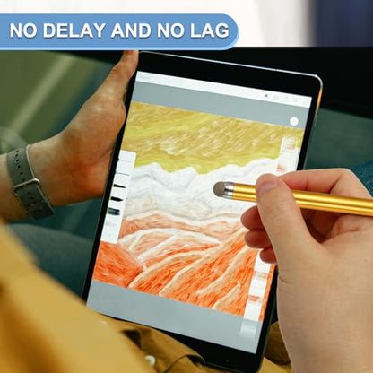 PATIKIL 2 Pcs Screen Capacitive Pen with Spring Rope Fixing Dock High Sensitivity for Mobile Phone Car Navigation GPS POS Tablet Laptop, Gold Tone - color: Gold Tone