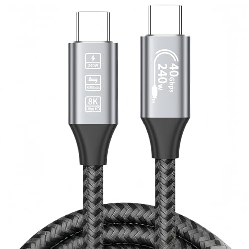 KEKETOPET USB C to USB C Cable 240W, 40Gbps, 8K/60Hz USB 4 Cable for Thunderbolt 4 Docking Station, USB C Video Cable Compatible with MacBook, Mac mini, iPad, iPhone 17/16, USB-C Monitors (3.2, feet)
