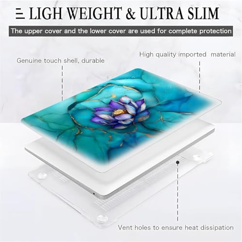 for MacBook Pro 14 Inch Release 2021/2023 Model A2442/A2779 Clear Computer Case,Hardshell Laptop Case Marble Textured Lotus Flower - color: Marble Textured Lotus Flower, size: A2442/A2779(14 inch)-Clear
