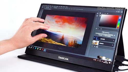 15.6 Inch Portable Touchscreen Monitor, 1080P FHD IPS Display | USB C HDMI External Second Screen with Smart Cover Stand for Laptop PC Mac Phone Gaming