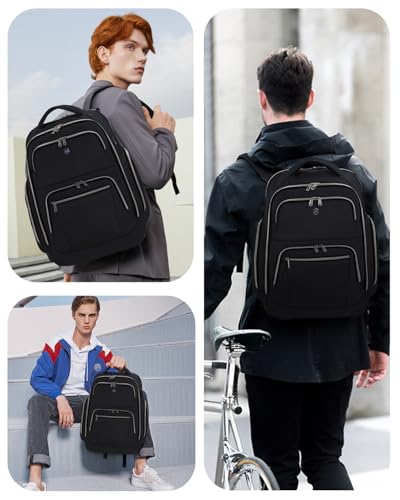 Blue Quartz Laptop Computer Backpack for Men Women,College Backpack fit 16Inch Laptop,Anti Theft Backpack with RFID Blocking,Travel Carry On Backpack,Business Work Pack (Black)