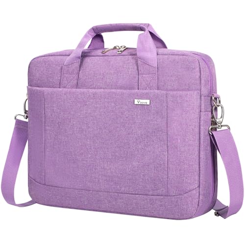 Voova 15.6-15 Inch Laptop Bag, Computer Bag, MacBook Bag, Lavender | Expandable splash-proof laptop messenger bag with removable strap; fits notebooks, MacBook, HP, Dell, Lenovo and Asus - color: Lavender, size: 14-15.6 Inch