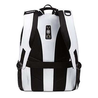SWISSGEAR Cecil 18-Inch Laptop Backpack Fits 16-Inch Laptop, Travel Daypack with Organizer Pockets, Water Bottle Holders & Padded Straps – White - color: White