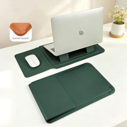 13 Inch Multifunctional Laptop Sleeve Case with Stand Soft Slim Cover for MacBook Pro/Air/ThinkPad X1/Dell XPS/Lenovo Yoga/HP Pavilion/ASUS Zenbook/LG gram/Chromebook 12.5" 13.3" Screen - color: Dark Green, size: 13-13.3 Inch