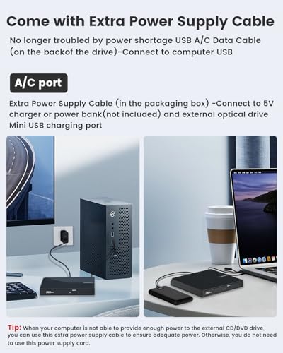 ORIGBELIE External CD DVD Drive, Portable USB C & A DVD Optical Disc Drive | USB 3.0 CD ROM DVD +/-RW Player Burner Reader Writer for MacBook Laptop iMac Desktop PC Windows 11/10/8/7/XP Linux Mac OS - size: 5.6" x 5.6" x 0.7"