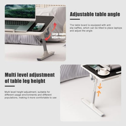 5-Level Height Adjustable Lap Desk, Foldable Bed Desk Laptop Stand with Cooling Pad, Portable Multifunctional Bed Table Tray, Mini Computer Work Reading Gaming Desk for Bed, Sofa, Dorm and Floor
