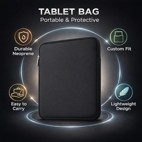 Tablet Bag Waterproof Neoprene Foam, Portable Carrying Case with Zip for Laptop and Tablet - Impact Protection, Lightweight Design, Travel and Business Use (11 Inch) - size: 11 Inch