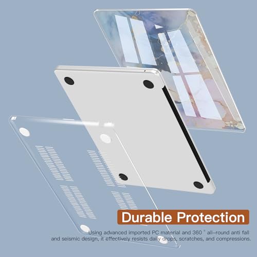 CISSOOK Compatible with MacBook Air 13 inch Case 2026 2025 2024 2023 2022 | A3449 A3240 A3113 A2681, 5in1 Set Hard Shell Case Keyboard Cover for MacBook Air 13.6 inch M2 M3 M4 M5, Marble Flower - color: Air13.6inch-Marble Flower