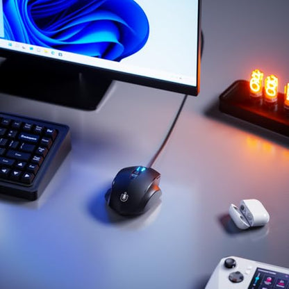 Uineer Wired Mouse, USB-A Computer Mouse with 6 Buttons,Adjustable | Plug-and-play USB-A wired connection with 6 programmable buttons, 7200 DPI and a 1.5 m cable. - color: black