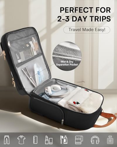 Underseat Carry On Luggage with Wheels, Airline Approved Personal Item Luggage, 16-Inch Multi-functional Underseat Luggage, Lightweight Overnight Suitcase for Women, Bussiness, Travel, Beige Brown - color: Beige Brown
