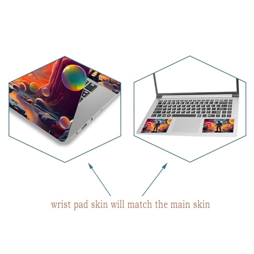 Laptop Decal Sticker Skin Cover, 12" 13.1" 13.3" 14" 15" 15.4" 15.6" Laptop Netbook Vinyl Art Skin Sticker Cover Notebook PC Protector (2 Wrist Pad Included), Removable Reusable, Great Astronaut - color: Great Astronaut