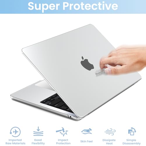 Compatible with MacBook Air 15 inch Case 2026 2025 2024 2023 M5 M4 M3 M2 A3448 A3241 A3114 A2941, Laptop Hard Shell Cover with Screen Protector + Keyboard Cover for MacBook Air 15.3" - Crystal Clear