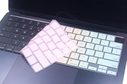 Keyboard Skin Compatible for 2026 MacBook Neo 13" A18, Air 15.3" 13.6" M5 M4 M3 M2 A3448 A3241 A3114 A2941 A3449 A3240 A3113 A2681, MacBook Pro 14 16 M5 M4 M3 M2 M1 A3426 A3427 A3434 - Pink/Yellow/Bue - color: 1