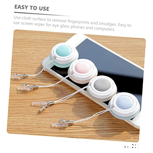 Beavorty 10pcs Macaron Shape Eyeglass Cleaner and Phone Screen Microfiber Cleaning Cloth for Lenses Screens and Cameras Washable Easy to Attach Keyring