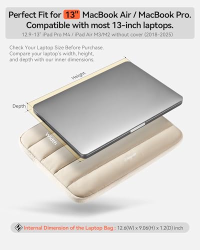 Bagasin 13.3 14 Inch Laptop Sleeve Case for MacBook Pro 14 | Compatible with MacBook Pro 14 M1-M5 2026, Fits HP Dell ASUS Lenovo 13.3-14 inch notebooks - color: Apricot yellow, size: 13-13,3