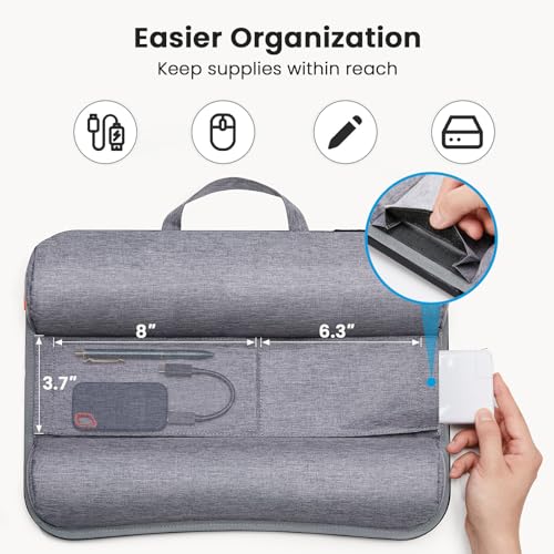 HUANUO Laptop Lap Desk, Fits up to 15.6-Inch Laptops and Tablets, Portable Lap Desk with Cushion, Phone Holder and Storage Bag, Black Lapdesk for Home Office or Dormitory