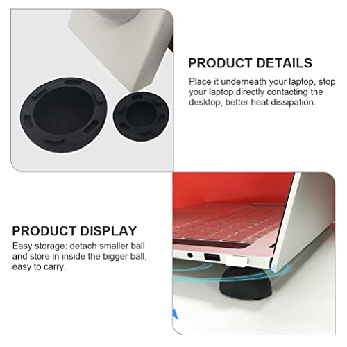 SOLUSTRE Laptop Cooling Ball Pad 4Pcs Silicone Heat Dissipation Feet Riser Stand for Notebook Computer Support and Anti-Slip Cooling Elevator - color: Black