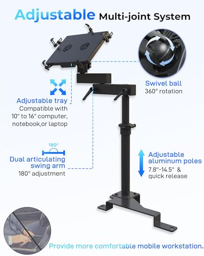 Truck Laptop Mount Fit for Ford F150, F350, F250, F550, No-Drilling Vehicle Computer Holder for Laptop, Mobile Workstation for Fleet, Service & Field Work