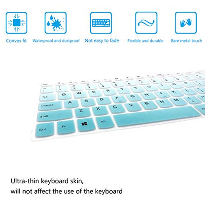 2Pack Keyboard Cover for Lenovo Yoga c740 c940 15.6, ideapad 3 15.6, Lenovo IdeaPad 15.6" 17.3" 320 330 330s 340s 520 S540 720s 130 S145 L340 S340 V330 V130 Keyboard Protective Skin - color: MintGreen+Clear