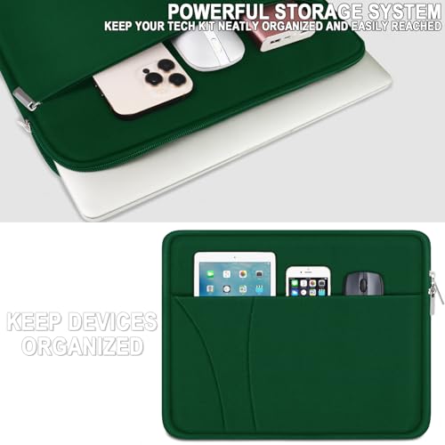 14 inch Laptop Sleeve, Traveling Laptop Case with Zippered Pocket, Shockproof Protective Carrying Briefcase Computer Bag for 14" MacBook Air/Pro, HP, Dell, Lenovo, Acer, Dark Green - color: Dark Green, size: 14 inch