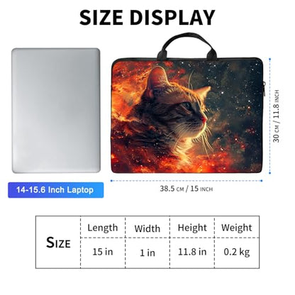 Laptop Bag,14 15 15.6 inch Laptop Case Sleeve,Computer Sleeve with Handle for Women Men,Carrying Case for MacBook,Dell,Lenovo,Notebook Computer,Cute Fire Cat - color: Cute Fire Cat