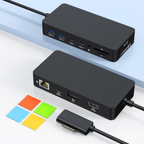 New Surface Docks Triple Displays 4K HDMI+DP+Thunderbolt 4, 12 in 1 Microsoft Surface Docking Station with 120W Power Adapter for Surface Pro 11/10/9/8, Surface Book Go,Surface Laptop