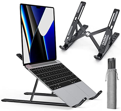 ivoler Laptop Stand, Laptop Holder Riser Computer Tablet Stand, 6 Angles Adjustable Aluminum Ergonomic Foldable Portable Desktop Holder Compatible with 10-15.6” MacBook,iPad, HP, Dell, Lenovo Black - color: C-Black