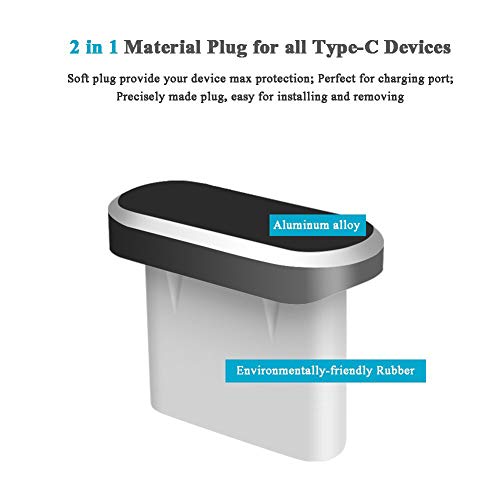 4 Pack Anti-dust Plug Set Compatible with Type C Charging Port and Earphone Jack, Anti Dust Pluggy Caps for USB C Devices As Samsung Galaxy Note 8 Plus 9 S9 S9+ S10 S10+ HTC 10 U11 U11+ OnePlus 5 5T