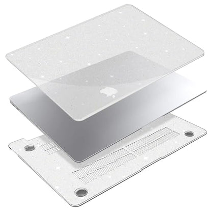 G JGOO for MacBook Air 13 inch Case 2021 2020-2018 M1 A2337 A2179 A1932 | Glitter Protective Plastic Hard Shell for MacBook Air 13.3 inch Case + Keyboard Cover + Screen Protector, Sparkly Clear - color: Clear