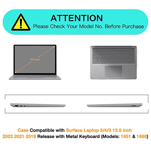 MOSISO Case Compatible with Surface Laptop Go 5/4/3 13.5 inch, Black | Protective Crack & Scratch Resistant Plastic Hard Shell Case Cover