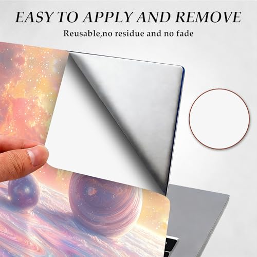12.1-15.6 Inch Universal Reusable Laptop Skin Sticker Decal, Waterproof Removable Protector for Notebook Cover, Scratch-Resistant Vinyl Cuttable Full Wrap Sticker, Pink Purple Dreamy Planet Cloud - color: Pink Purple Dreamy Planet Cloud